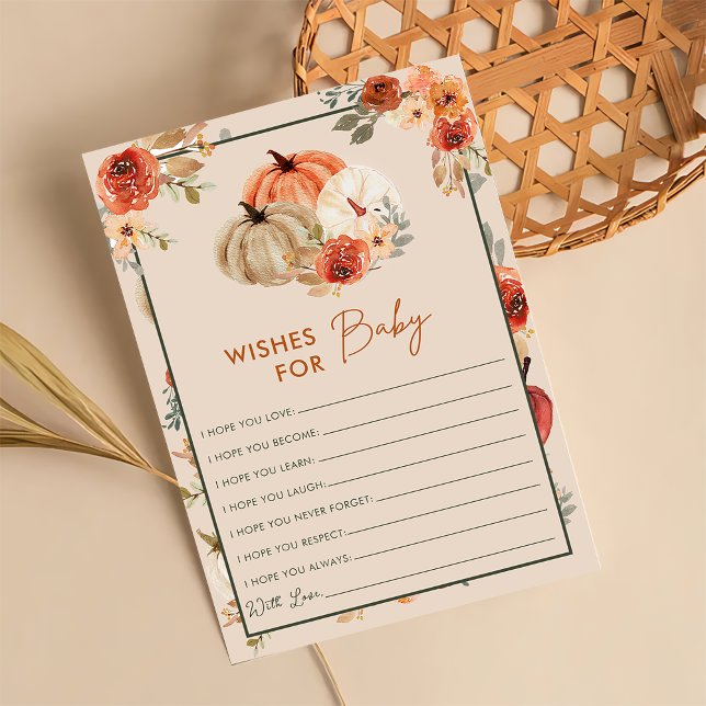 Boho Fall Pumpkin Wishes For Baby Shower Game Card (Creator Uploaded)
