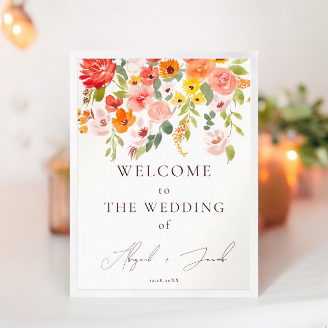 Boho fall rustic floral chic welcome wedding poster (Boho fall rustic floral chic welcome wedding poster)