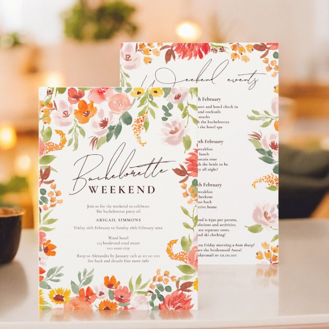 Boho fall rustic hand painted bachelorette weekend invitation (oho fall rustic hand painted bachelorette weekend invitation)