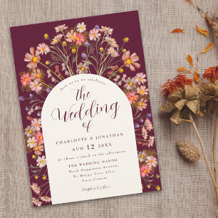 Boho Fall Rustic Wildflower Floral Arch Invitation