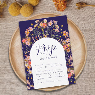 Boho Fall Rustic Wildflower Floral Arch Wedding RSVP Card