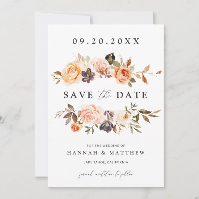 Boho Fall Save the Date, Photo Save the Date Invitation (Front)