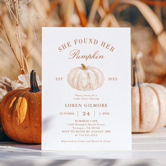 Boho Fall She Found Her Pumpkin Bridal Shower Invitation (Creator Uploaded)