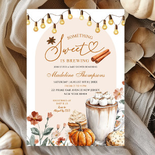 Boho Fall Something Sweet is Brewing Baby Shower Invitation