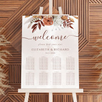 Boho Fall Terracotta Flowers Wedding Seating Chart