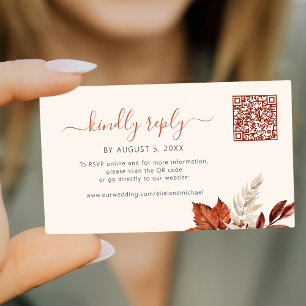 Boho fall terracotta foliage wedding online rsvp enclosure card