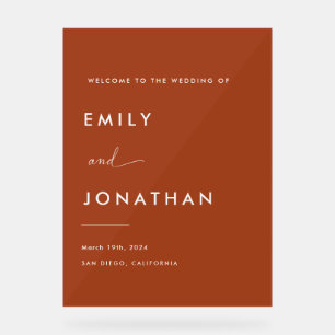 Boho Fall Terracotta Wedding Welcome  Acrylic Sign