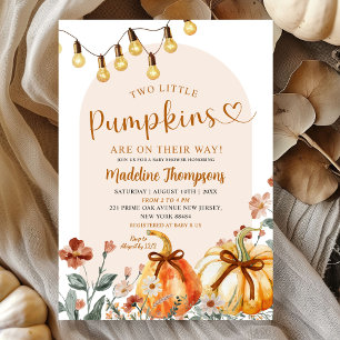 Boho Fall Two Little Pumpkins Joint Baby Shower Invitation