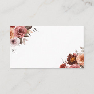 Boho Fall Watercolor Floral Bouquet Wedding  Place Card