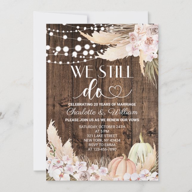 Boho Fall We Still Do Vow Renewal Invitation (Front)