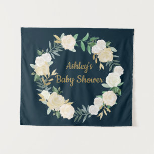 Boho Fall Wedding Backdrop Gold White Baby Shower Tapestry