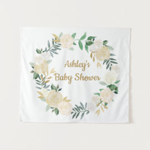 Boho Fall Wedding Backdrop Gold White Baby Shower Tapestry