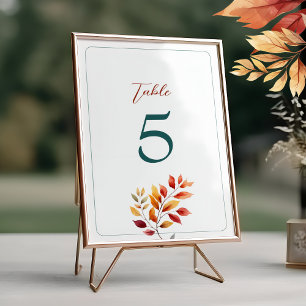 Boho Fall Wedding Table Number