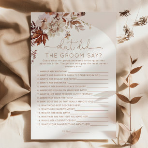 Boho fall What did the groom say bridal game