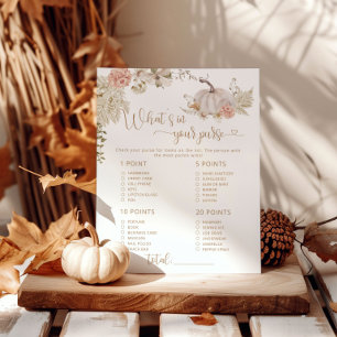 Boho fall What's in your purse baby shower game