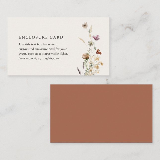 Boho Fall Wildflower Baby Shower Custom Enclosure Card (Front/Back)