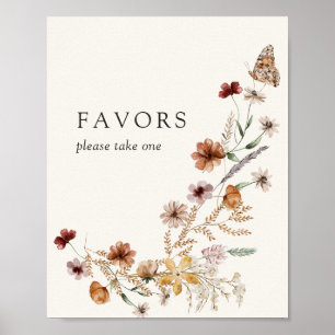 Boho Fall Wildflower Baby Shower Favours Sign