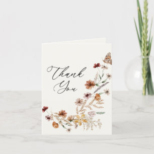 Boho Fall Wildflower Baby Shower Thank You Card