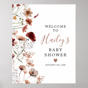 Boho Fall Wildflower Baby Shower Welcome Sign