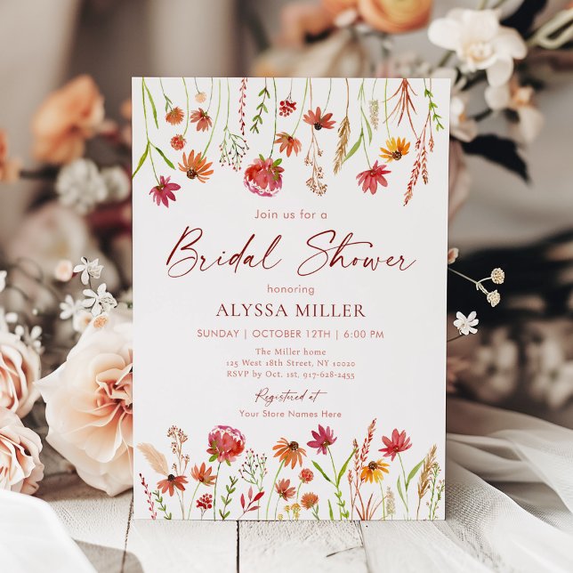 Boho Fall Wildflower Bridal Shower Invitation (Creator Uploaded)