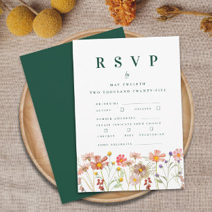 Boho Fall Wildflower Meal Options Wedding RSVP Card