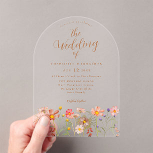 Boho fall Wildflower Wedding Acrylic Invitations