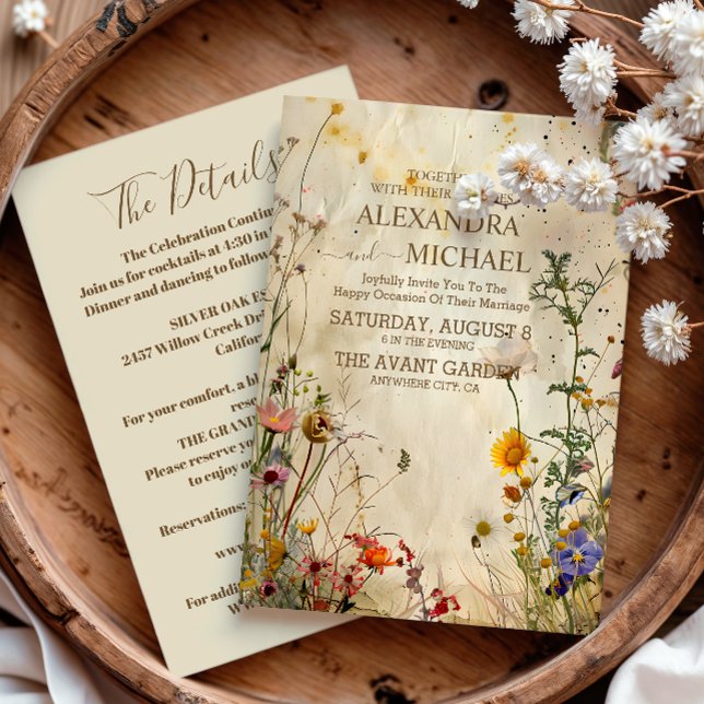 Boho Fall Wildflower Wedding Details Invitation (Creator Uploaded)