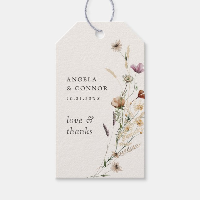 Boho Fall Wildflower Wedding Gift Tags (Front)