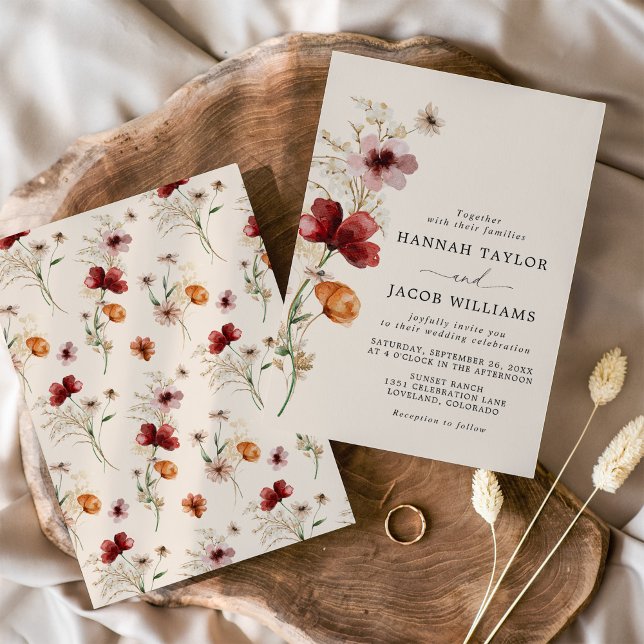 Boho Fall Wildflower Wedding Invitation (Creator Uploaded)