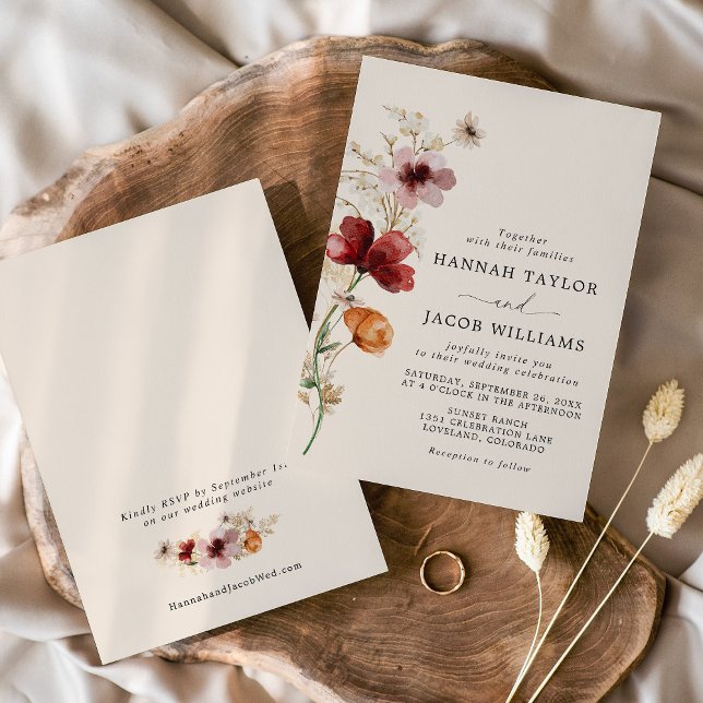 Boho Fall Wildflower Wedding Invitation (Creator Uploaded)
