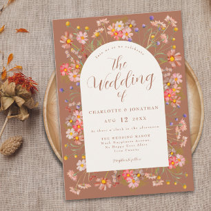 Boho Fall Wildflower Wedding Invitation