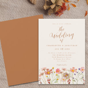 Boho Fall Wildflower Wedding Invitation