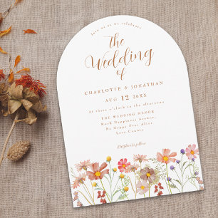 Boho Fall Wildflower Wedding Invitation