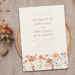 Boho Fall Wildflower Wedding Invitation