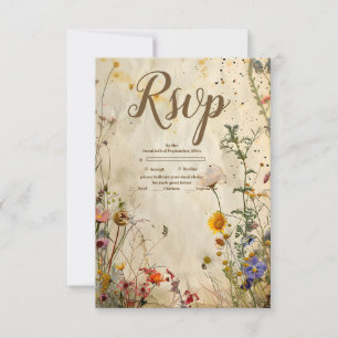Boho Fall Wildflower Wedding RSVP Card