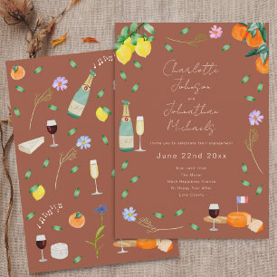 Boho Fall Wine & Cheese Engagement Party Invitation