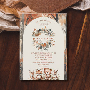 Boho Fall Woodland Forest Animals Baby Shower Invitation