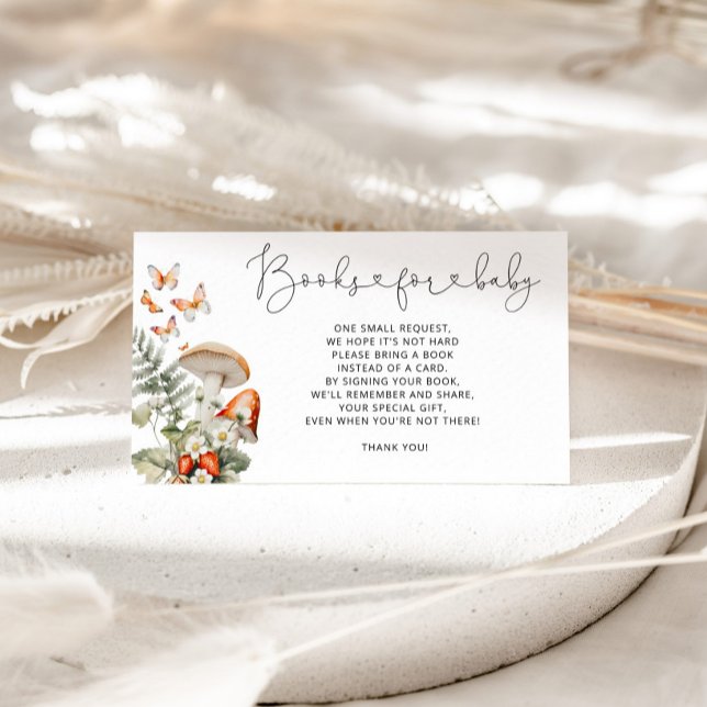 Boho fall woodland mushroom books for baby ticket enclosure card (Creator Uploaded)