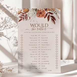 Boho Fall Would She Rather Bridal Shower Game