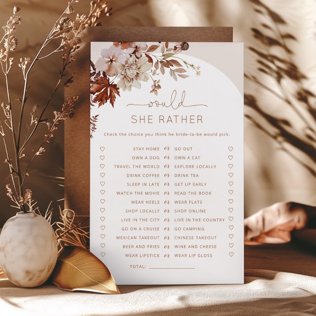 Boho fall Would she rather bridal shower game (Creator Uploaded)