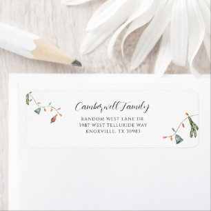 Boho Family Christmas Botanical Return Address