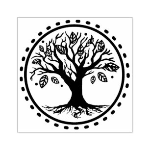 Boho Family Tree Feathers Genealogy Rubber Stamp