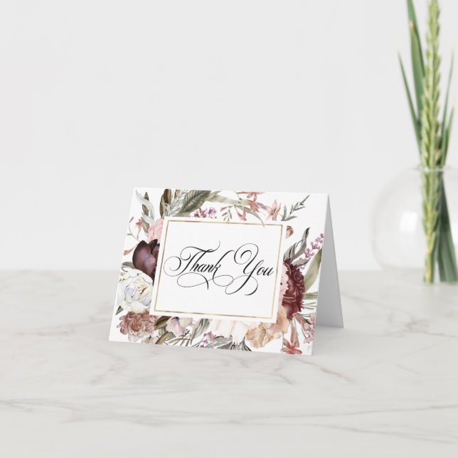 Boho Fantasy Watercolor Floral Thank You (Front)