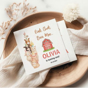 Boho Farm Animal 1st Birthday  Cute Rustic Barnyad Napkin