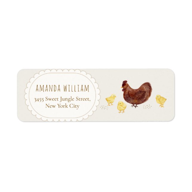 Boho Farm Chicken Baby Shower Return Address (Front)