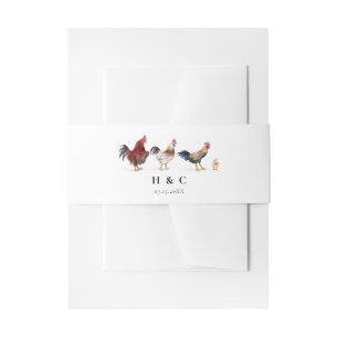 Boho Farm Chicken Wedding  Invitation Belly Band