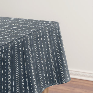 Boho Farmhouse Arrow Stripe Geometric Dark Blue Tablecloth