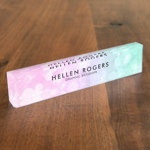 Boho Faux Glitter Nameplate