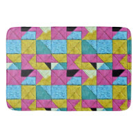 Boho Faux Patchwork Quilt Pink Yellow Blue