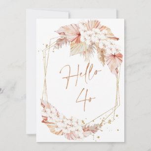 Boho Faux Rose Gold Hello 40 Birthday invitation